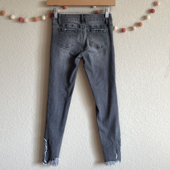 Tractr Jeans Girls Size 12 Grey Distressed with‎ Embroidery on Ankle - Picture 2 of 9